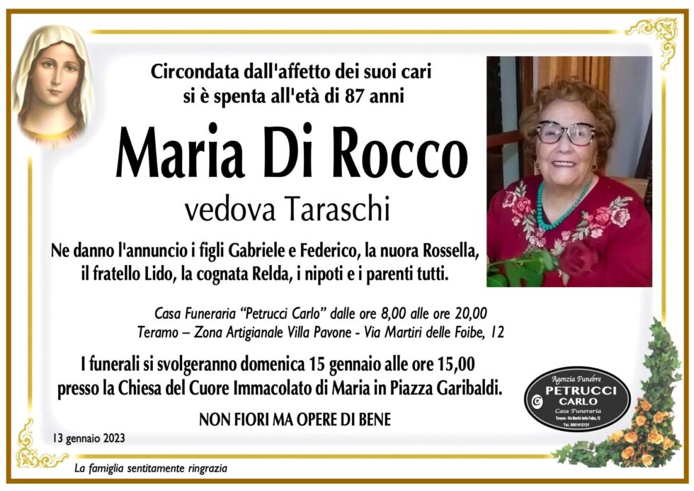 Maria Di Rocco DI ROCCO MARIA – Onoranze funebri Petrucci